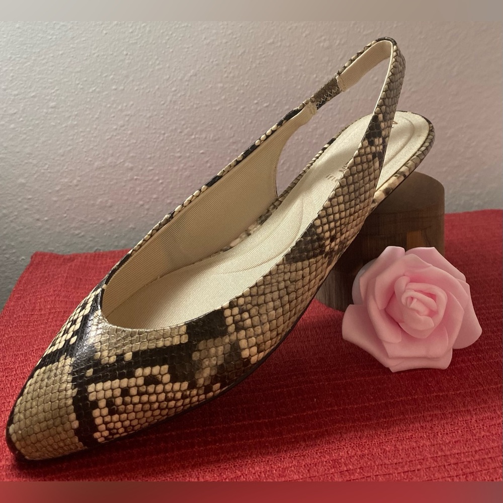 NWT…ANN KLEIN WOMENS SNAKESKIN SLINGBACK FLATS - Picture 7 of 16